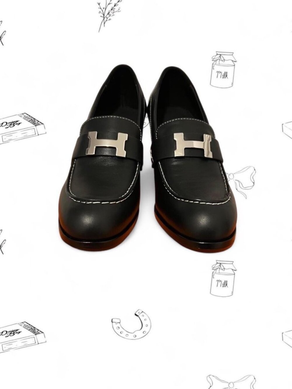 Hermès Dauphine 70 loafer in black leather Pumps SZ 37 - Picture 2 of 8